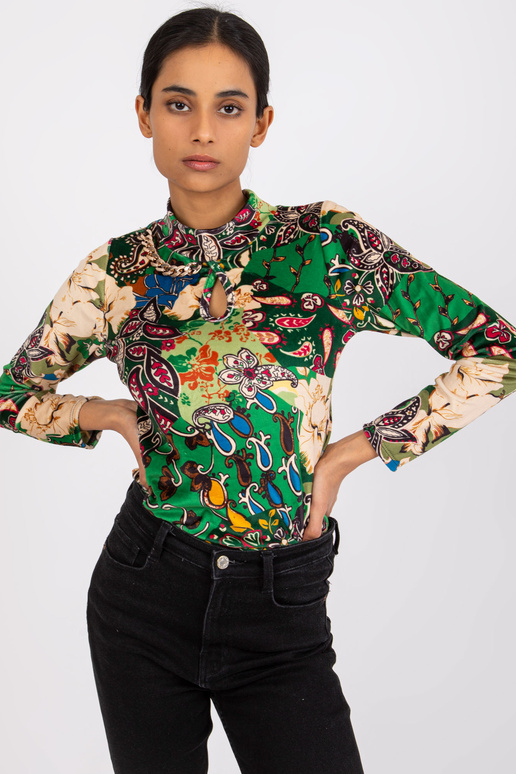 Zaļa raksta blūze ar velūru Bologna Zaļa raksta blūze ar velūru Bologna