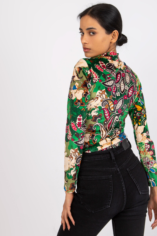 Zaļa raksta blūze ar velūru Bologna Zaļa raksta blūze ar velūru Bologna