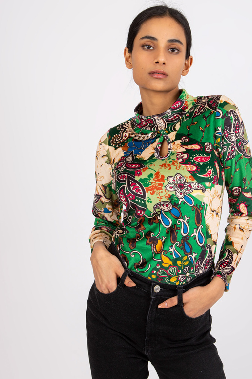Zaļa raksta blūze ar velūru Bologna Zaļa raksta blūze ar velūru Bologna