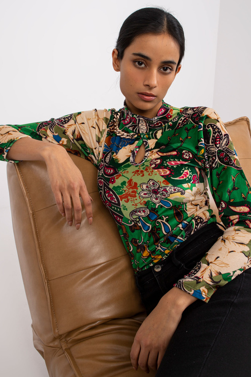 Zaļa raksta blūze ar velūru Bologna Zaļa raksta blūze ar velūru Bologna