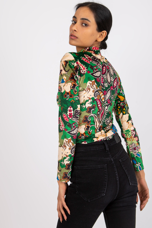 Zaļa raksta blūze ar velūru Bologna Zaļa raksta blūze ar velūru Bologna