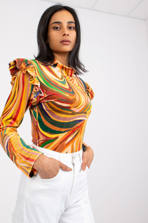 Dzeltena velūra blūze ar volāniem Lina Dzeltena velūra blūze ar volāniem Lina