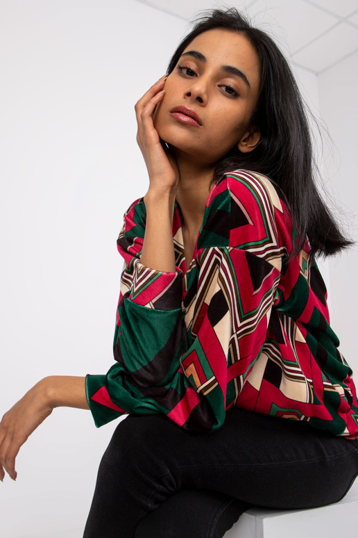 Zaļa un rozā velūra blūze ar Lea...