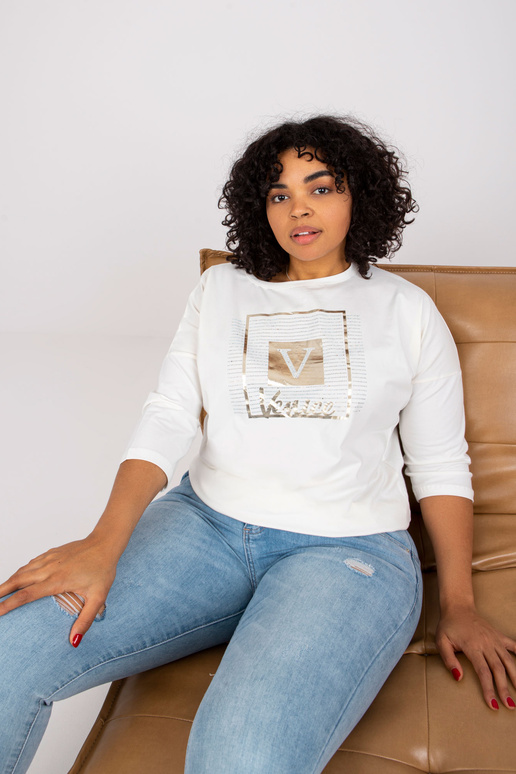 Ecru blūze liela izmēra ar apdruku...