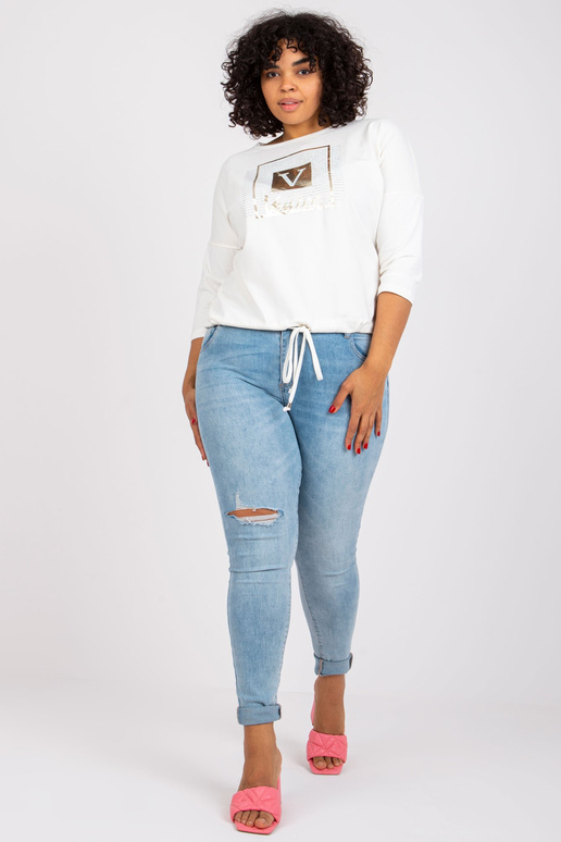 Ecru blūze liela izmēra ar apdruku...