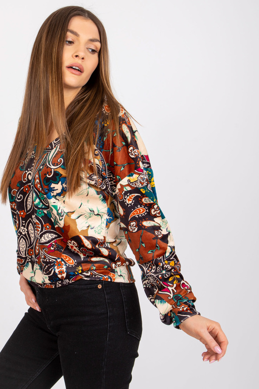 Brūna blūze ar Nicola rakstiem