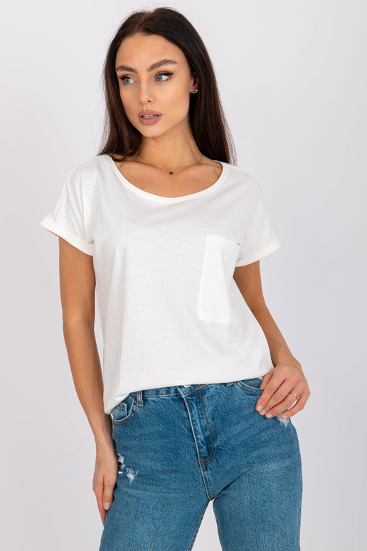 Ecru sieviešu t-krekls no kokvilnas...