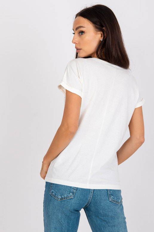 Ecru sieviešu t-krekls no kokvilnas...