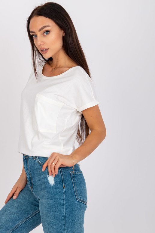 Ecru sieviešu t-krekls no kokvilnas...