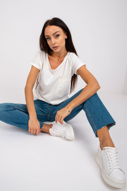 Ecru sieviešu t-krekls no kokvilnas...