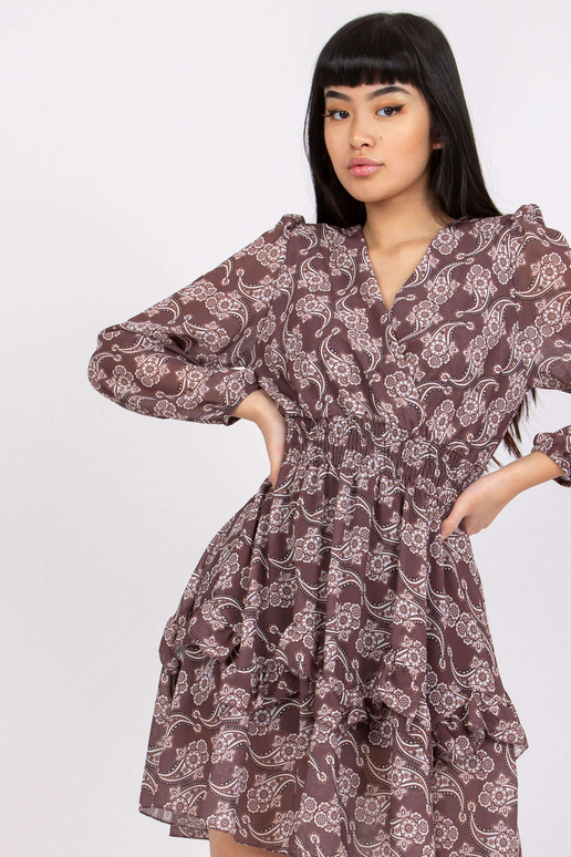 Kim OCH BELLA brūna raksta volānu kleita