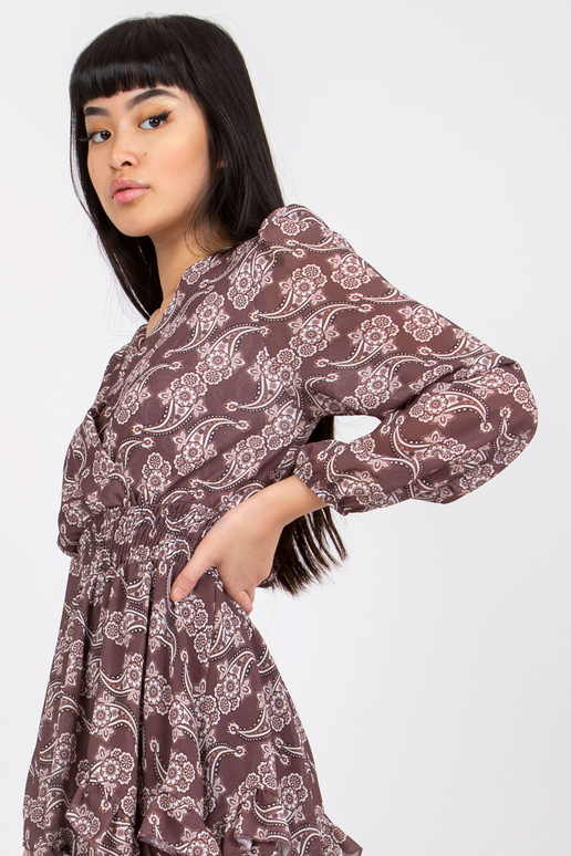 Kim OCH BELLA brūna raksta volānu kleita