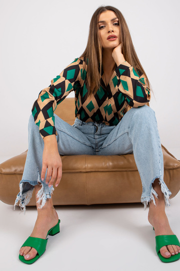 Zaļa un bēša blūze ar Amaya...