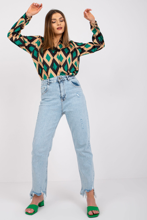 Zaļa un bēša blūze ar Amaya apdrukām