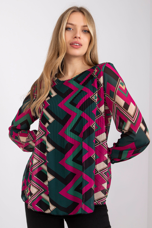 Zaļa/violeta Virdžīnijas ikdienas blūze