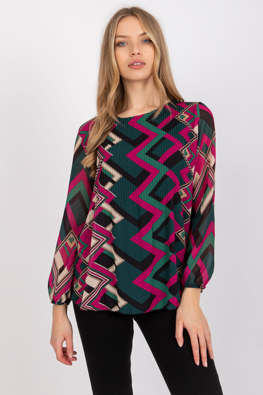 Zaļa/violeta Virdžīnijas ikdienas blūze