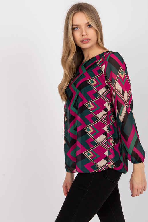 Zaļa/violeta Virdžīnijas ikdienas blūze