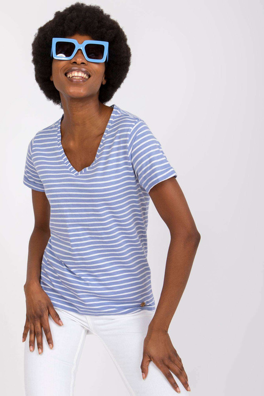 Gaiši zils kokvilnas T-krekls...