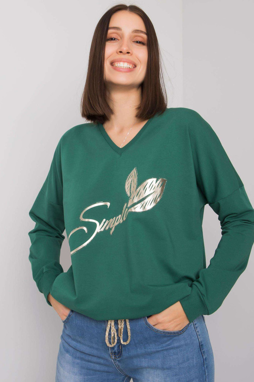 Tumši zaļa plus izmēra blūze ar...