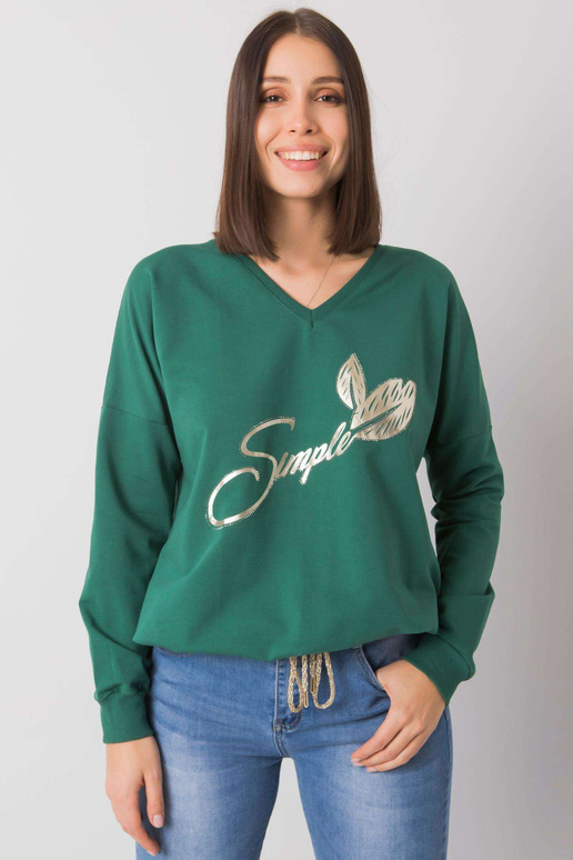Tumši zaļa plus izmēra blūze ar...