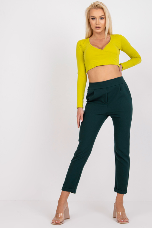 Tumši zaļas elegantas bikses ar... Tumši zaļas elegantas bikses ar...