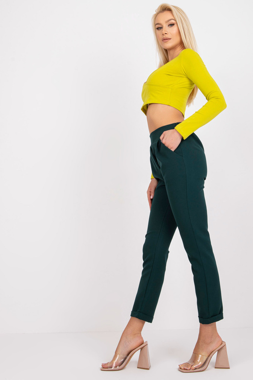 Tumši zaļas elegantas bikses ar... Tumši zaļas elegantas bikses ar...