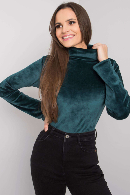 Zaļa velūra blūze ar apkakli Millau