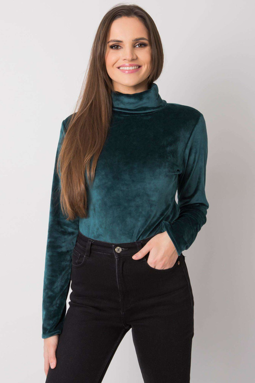 Zaļa velūra blūze ar apkakli Millau