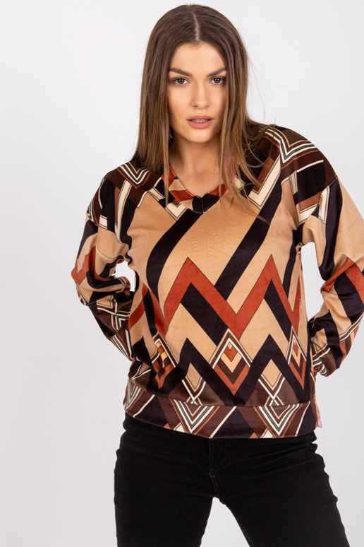 Brūna un bēša velūra blūze ar Lea...