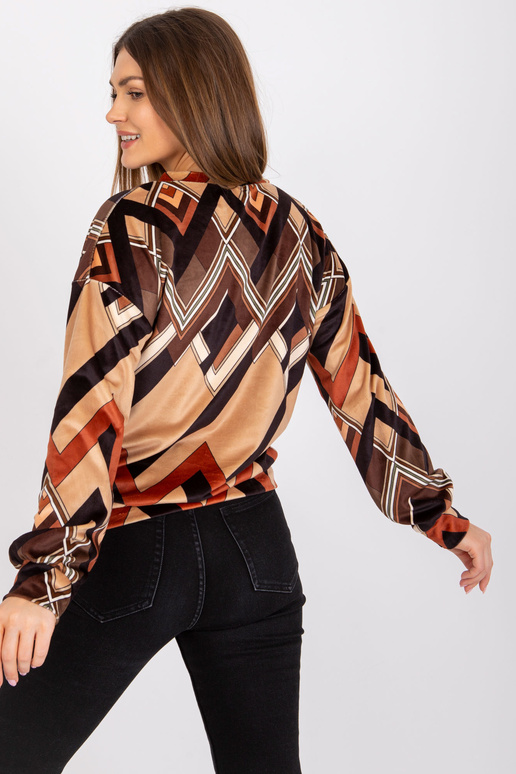 Brūna un bēša velūra blūze ar Lea...