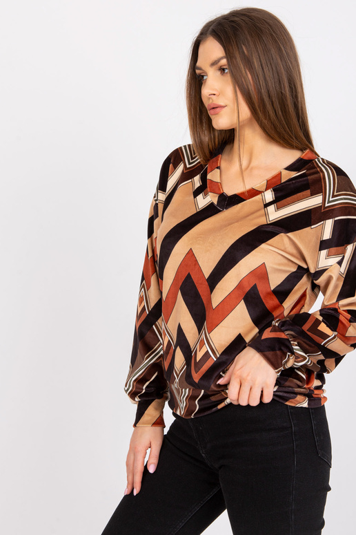 Brūna un bēša velūra blūze ar Lea...