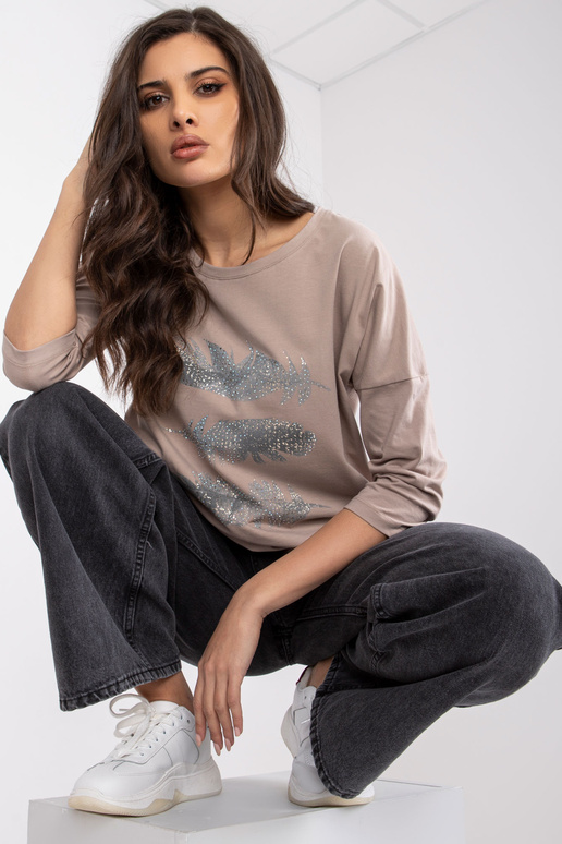 Tumši bēša kokvilnas blūze ar Anisa...