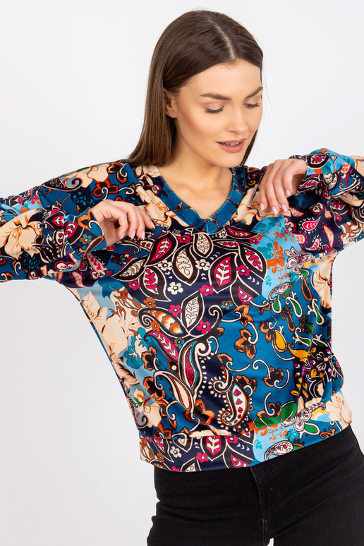 Sieviešu blūze ar zilu rubīnu apdruku
