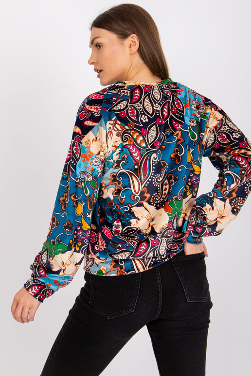 Sieviešu blūze ar zilu rubīnu apdruku