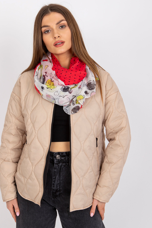 Balts-sarkans šalle ar apdrukām