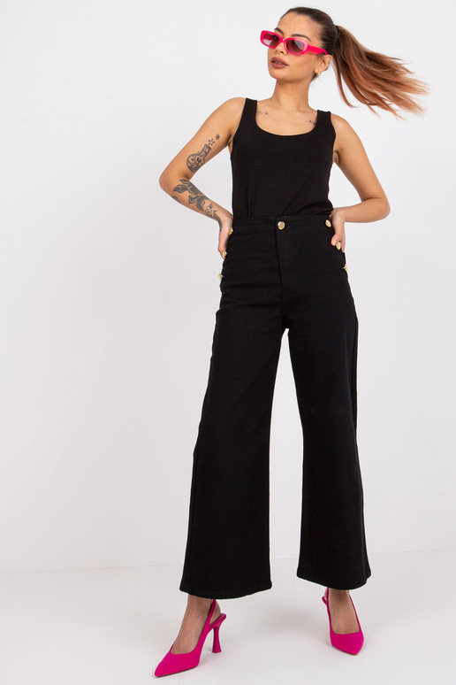 Melnas džinsa bikses ar dekoratīvām...