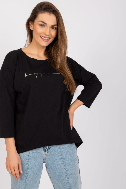 Melna ikdienas blūze ar apaļu kakla... Melna ikdienas blūze ar apaļu kakla...