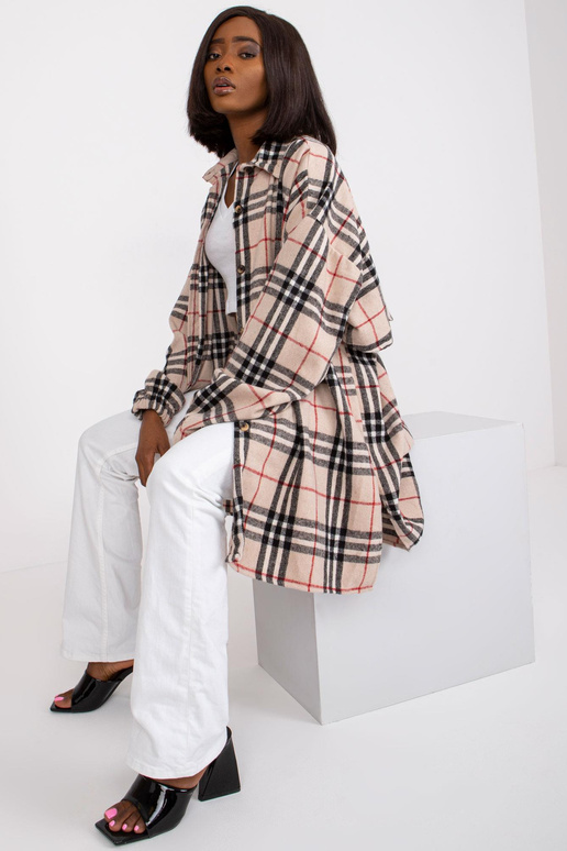 Gaiši bēšs un melns garš krekls ar...