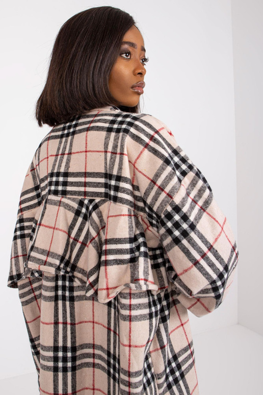 Gaiši bēšs un melns garš krekls ar...