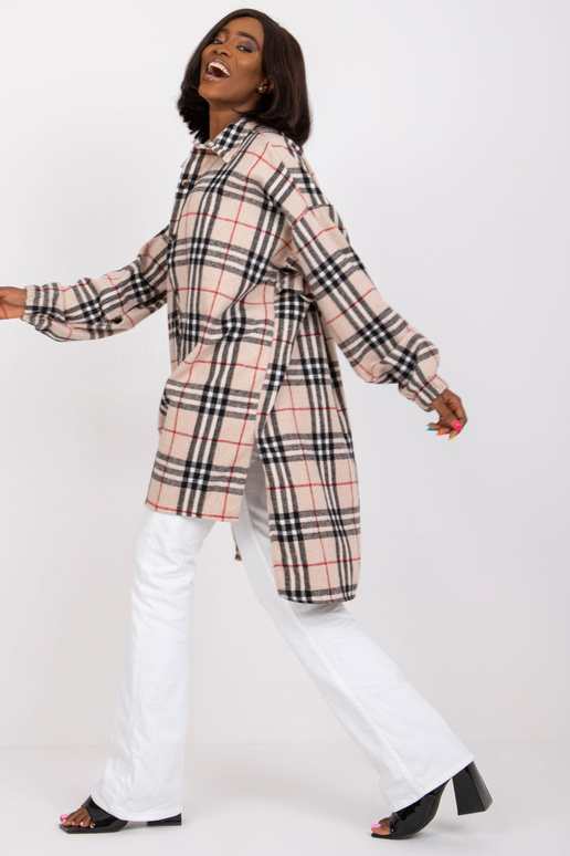 Gaiši bēšs un melns garš krekls ar...