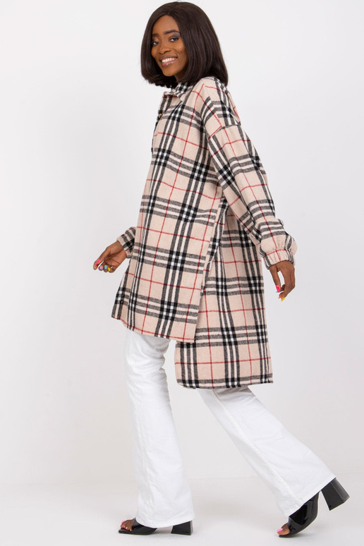 Gaiši bēšs un melns garš krekls ar...