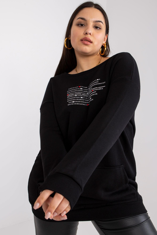 Melns liela izmēra sporta krekls ar...