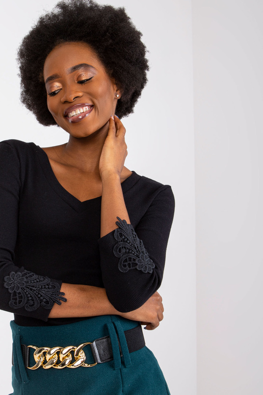 Melna svītraina blūze Alissia RUE PARIS Melna svītraina blūze Alissia RUE PARIS