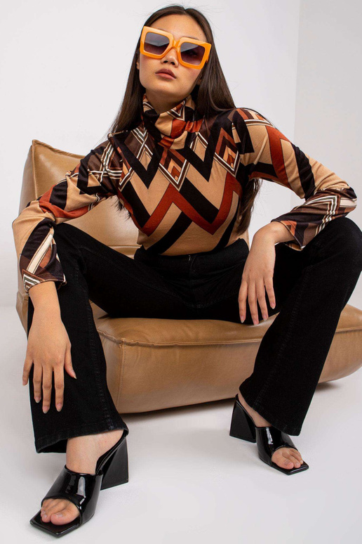 Brūna un melna Biloxi blūze ar apkakli