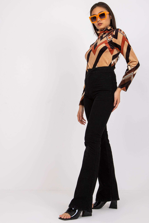 Brūna un melna Biloxi blūze ar apkakli