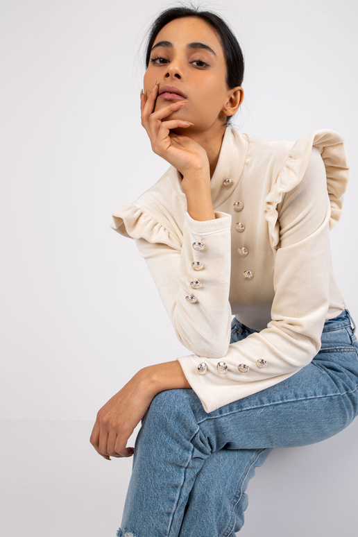 Bēša velūra blūze ar dekoratīvām...