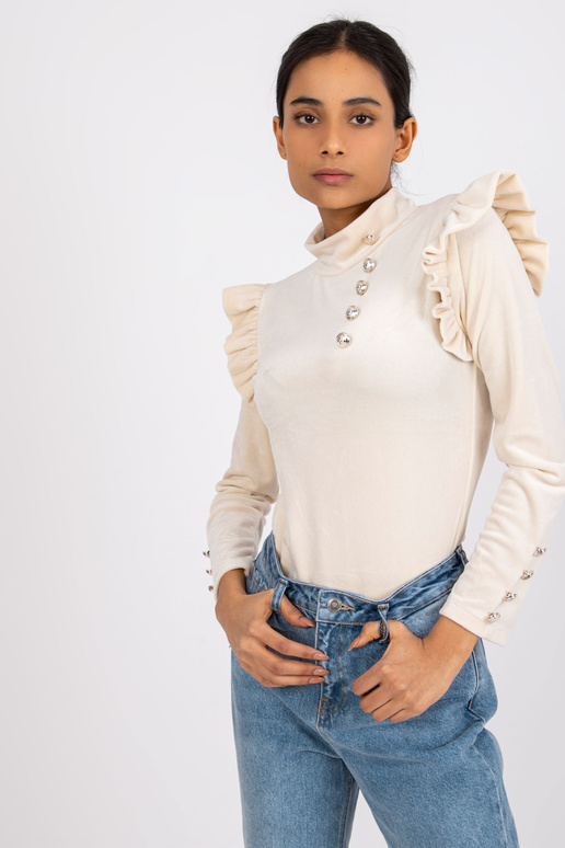 Bēša velūra blūze ar dekoratīvām...