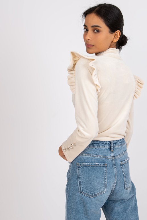 Bēša velūra blūze ar dekoratīvām...