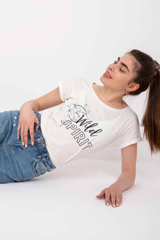 Ecru kokvilnas t-krekls sievietēm...