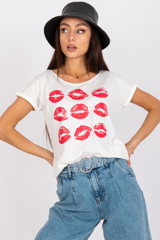 Ecru sieviešu t-krekls ar apdruku...